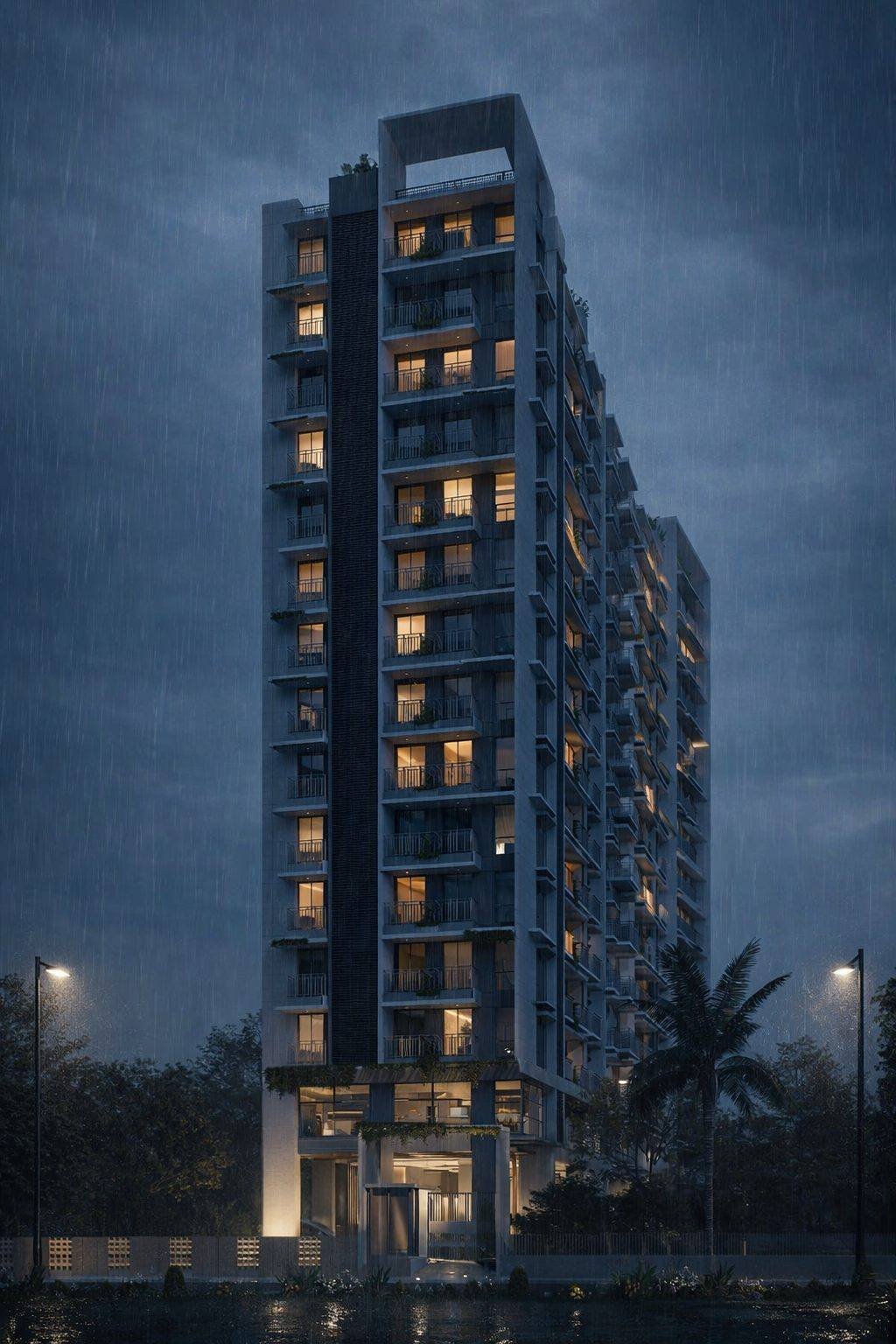 Nemcon A. Ahmed lit at night — render