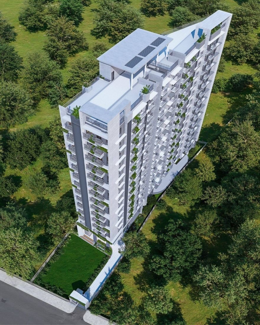 Aerial view of a Nemcon development site — render